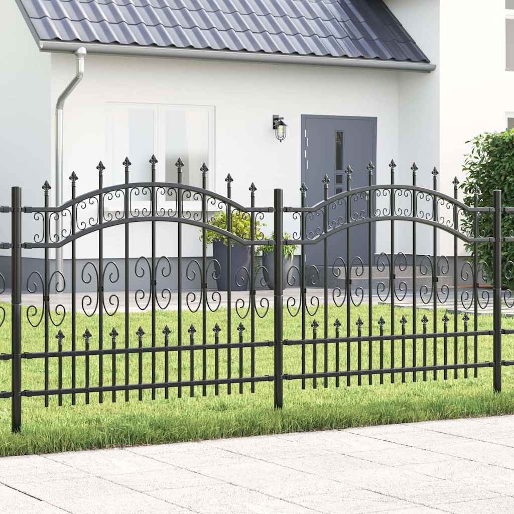 vidaXL Tuinhek met spijlpunten 222 cm gepoedercoat staal zwart