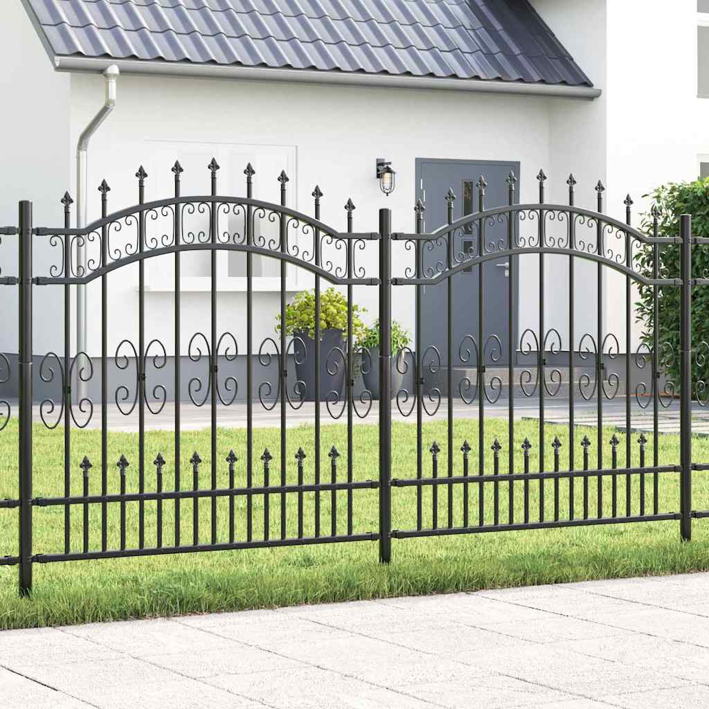 vidaXL Tuinhek met spijlpunten 222 cm gepoedercoat staal zwart