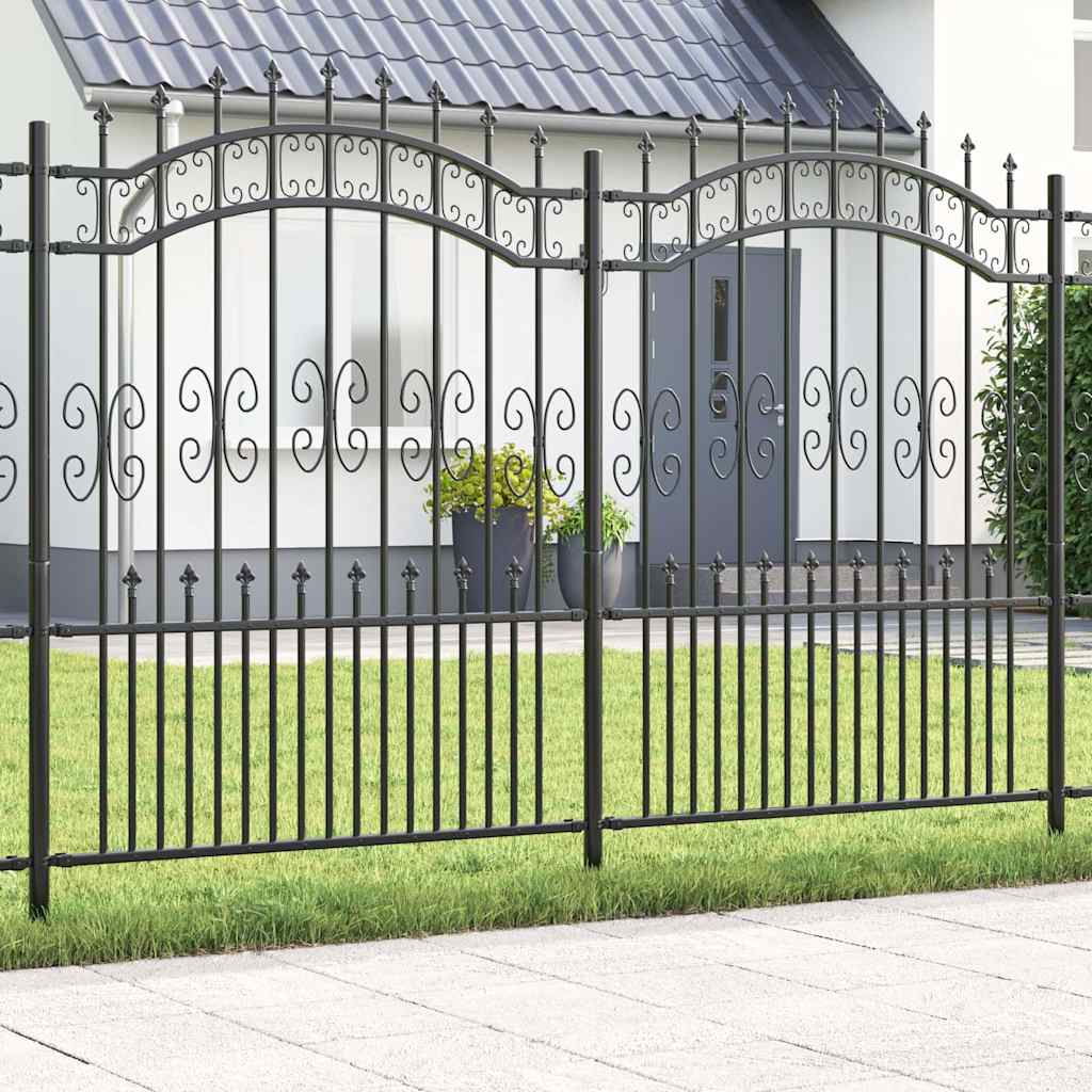 vidaXL Tuinhek met spijlpunten 222 cm gepoedercoat staal zwart