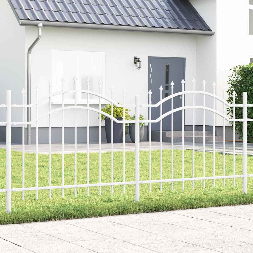 vidaXL Tuinhek met spijlpunten 115 cm gepoedercoat staal zwart