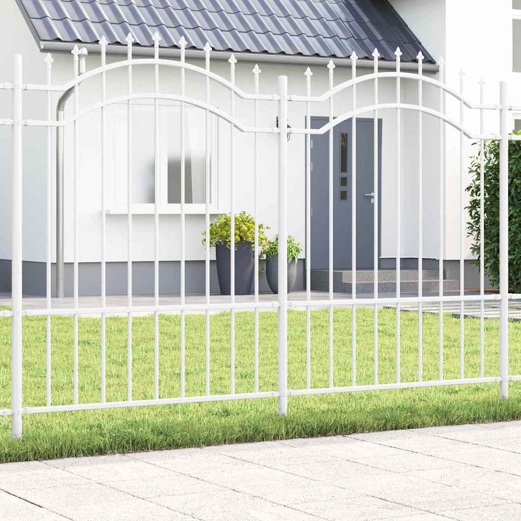 vidaXL Tuinhek met spijlpunten 115 cm gepoedercoat staal zwart