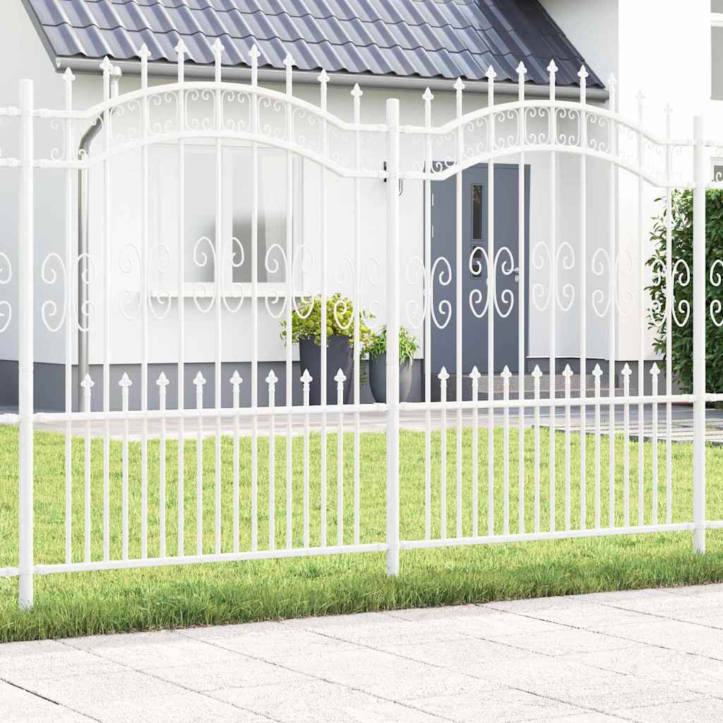 vidaXL Tuinhek met spijlpunten 222 cm gepoedercoat staal zwart