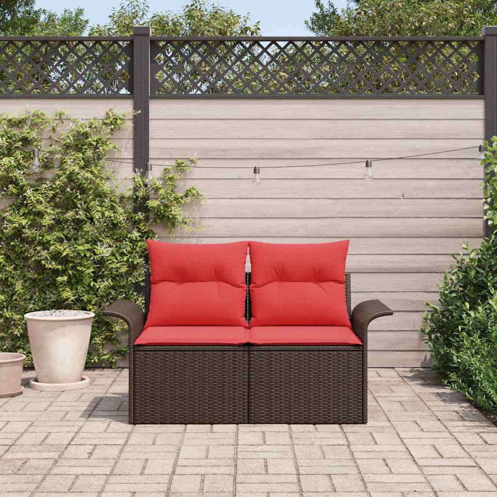 vidaXL Tuinbank met kussen 141 x 62 x 69 cm poly rattan