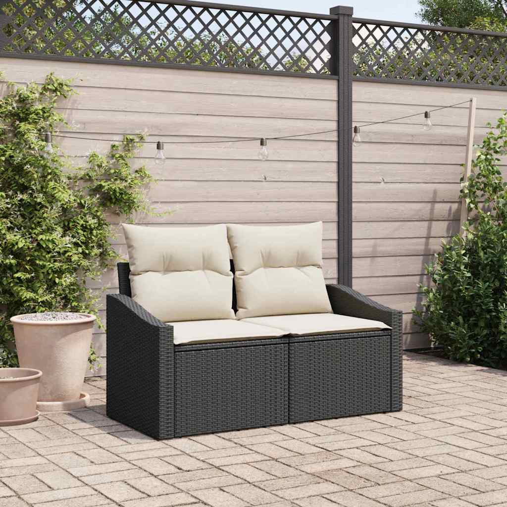 vidaXL Tuinbank met kussen Zwart 123 x 62 x 69cm poly rattan