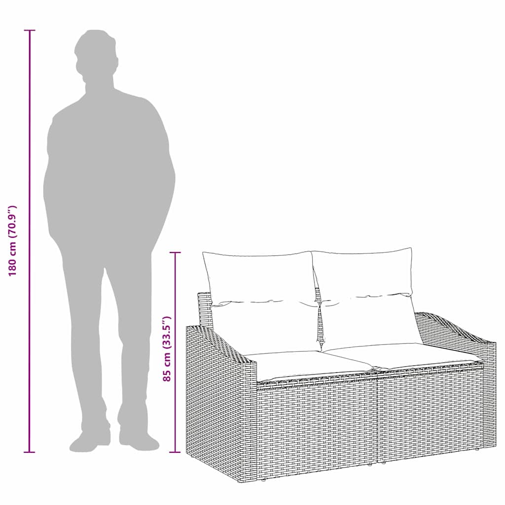 vidaXL Tuinbank Grijs 123 x 62 x 69cm poly rattan