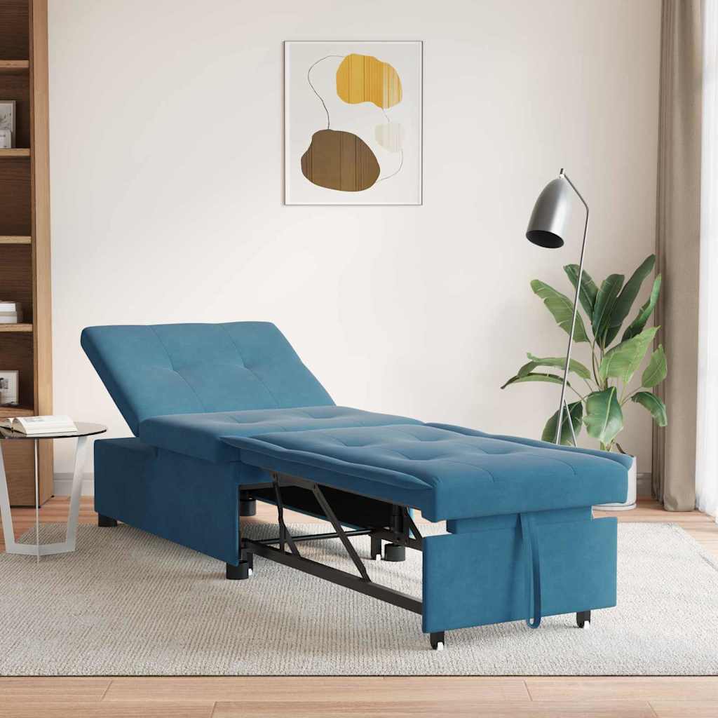 vidaXL 3-in-1 Uittrekbaar Sofabed Blauw Fluweel
