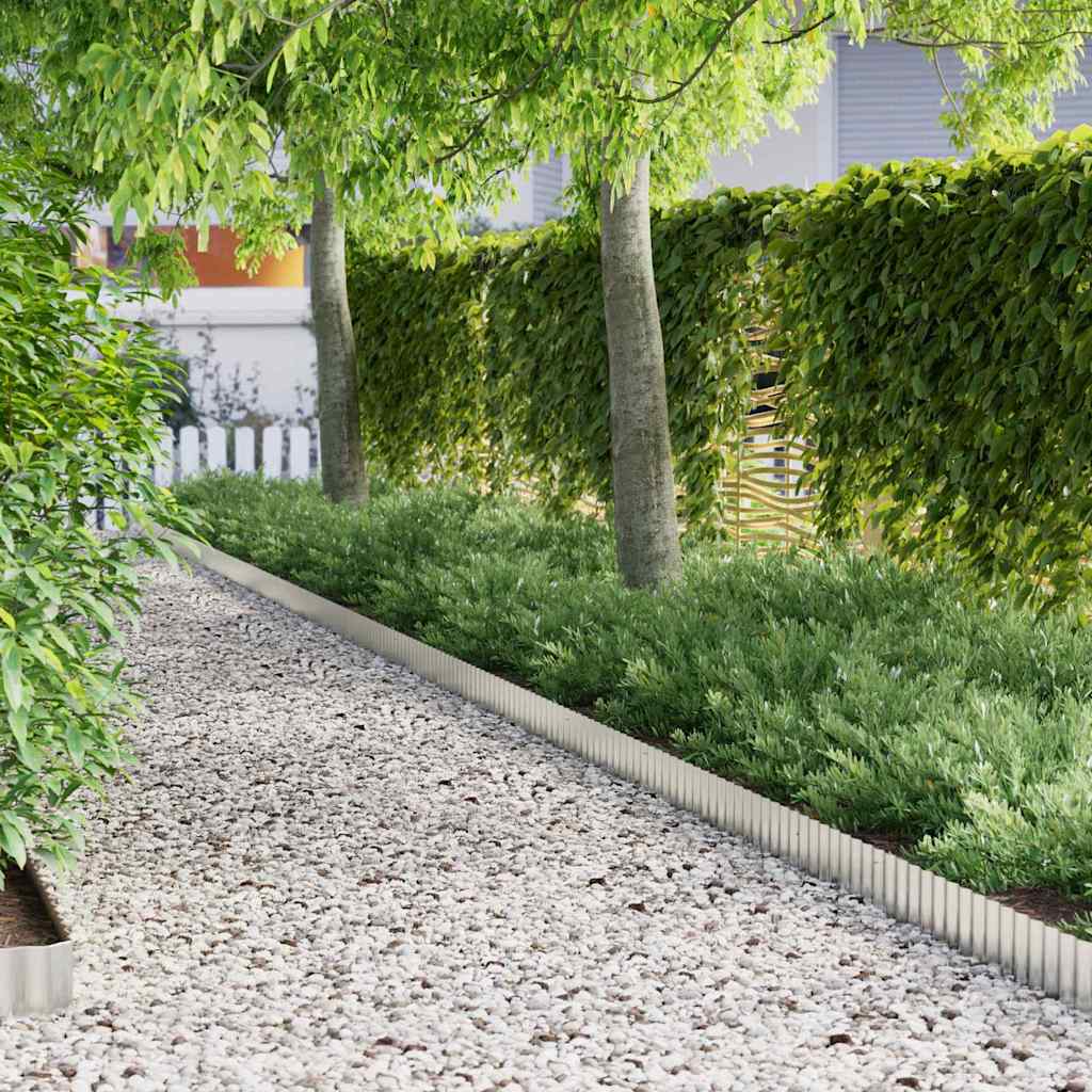 vidaxl Gras Rand Zilver 1000 x 15 x 0.03 cm Gegalvaniseerd staal