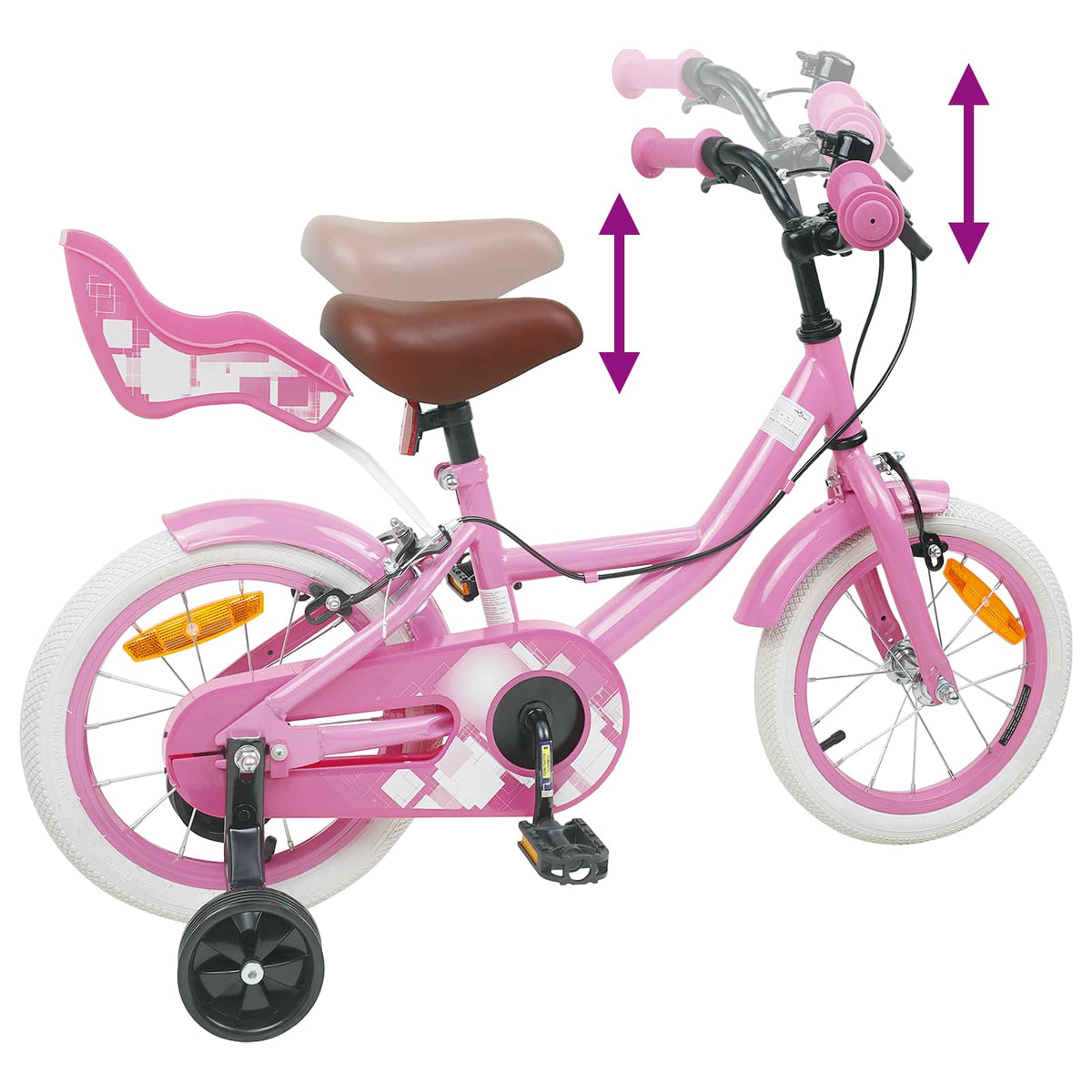 vidaXL Kinderfiets 12 Inch voor 2-4 jaar oud Lichtroze