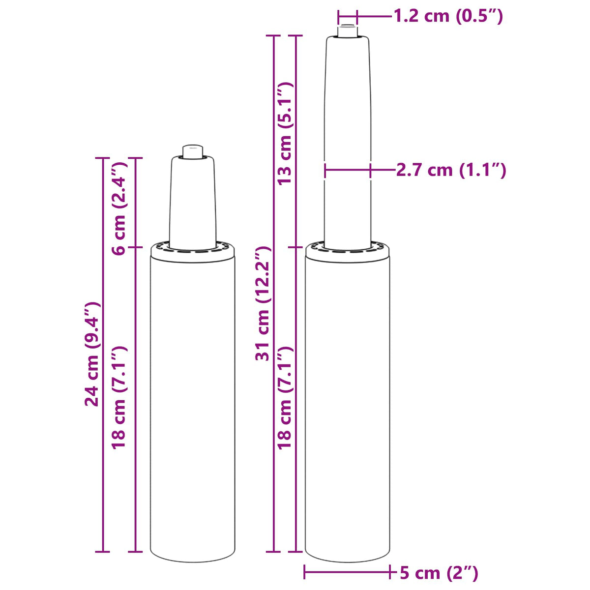 vidaXL Kantoorstoel gascilinder Zwart 239-309 mm IJzer