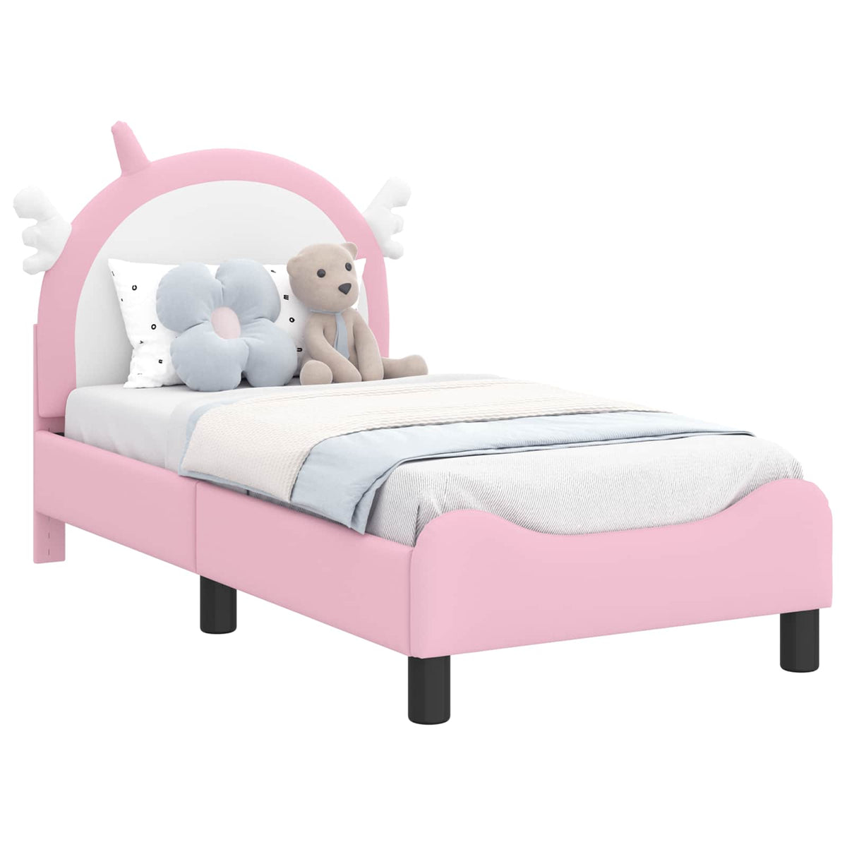 vidaXL Peuterbedframe met hoofdbord met hoofdeinde Roze 70 x 140 cm PU