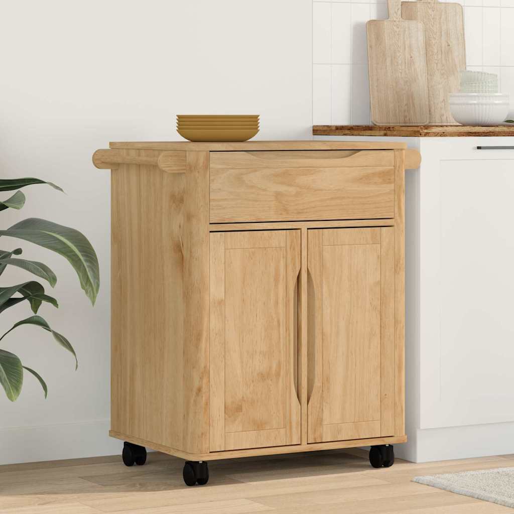 vidaXL Keuken Trolley Wasbruin 72,5 x 45 x 80 cm Massief Vurenhout