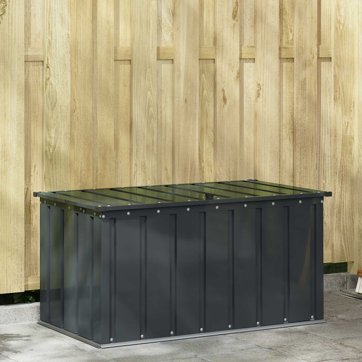 vidaXL Tuinopslagdoos Zwart 101 x 56,5 x 50 cm Staal