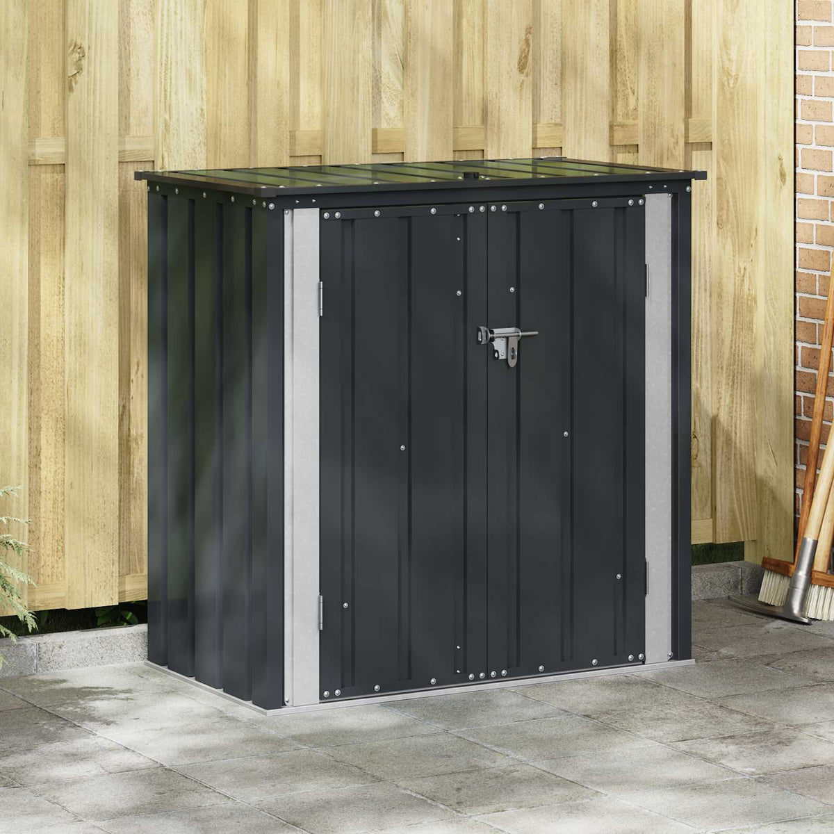 vidaXL Tuinopslagdoos Zwart 101,5 x 57 x 100,5 cm Staal