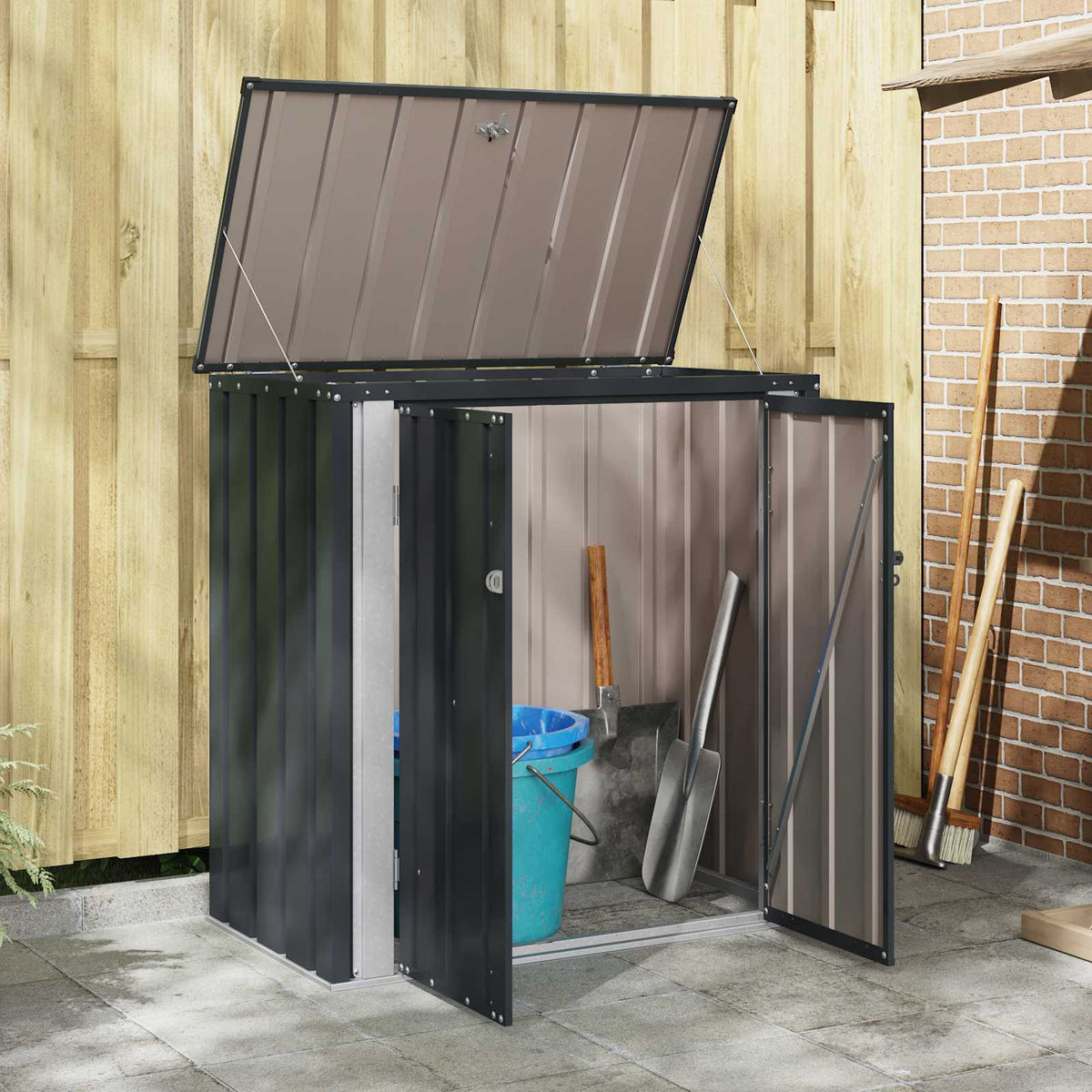 vidaXL Tuinopslagdoos Zwart 101,5 x 57 x 100,5 cm Staal