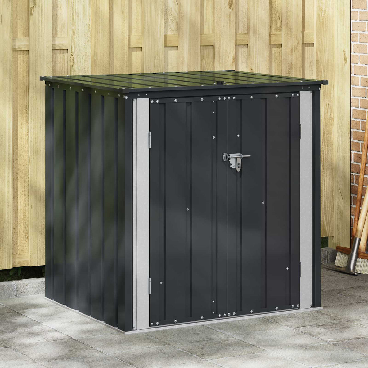 vidaXL Tuinopslagdoos Zwart 101,5 x 57 x 100,5 cm Staal