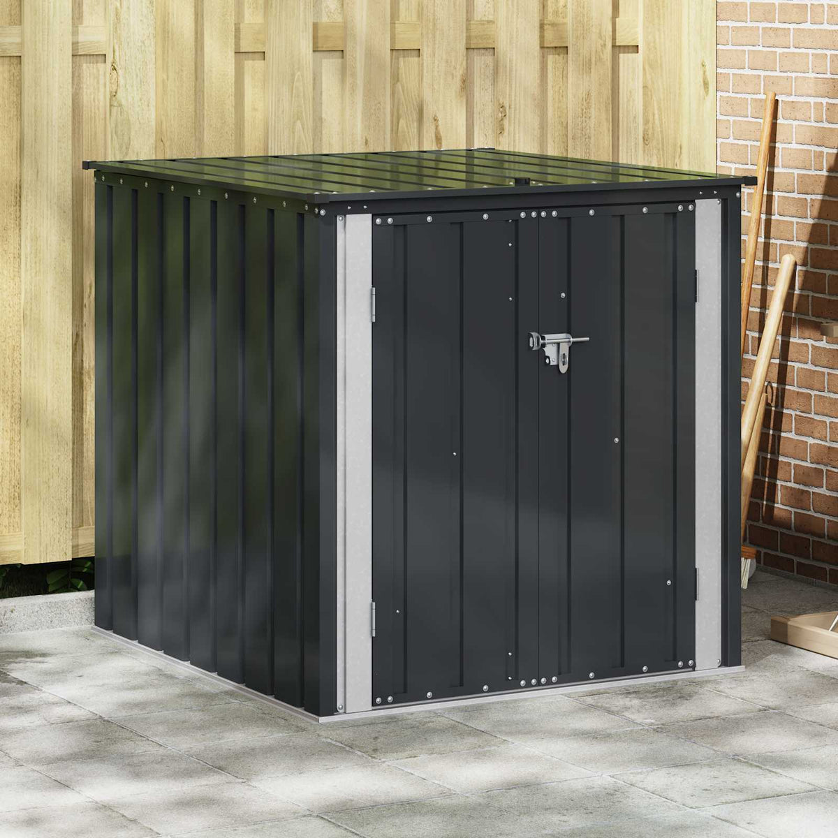 vidaXL Tuinopslagdoos Zwart 101,5 x 57 x 100,5 cm Staal
