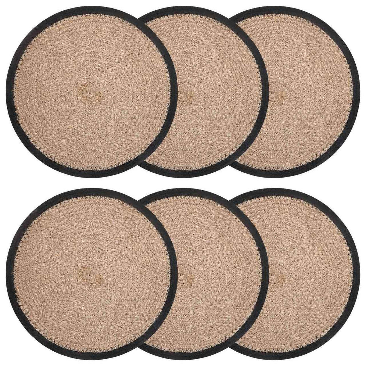 vidaXL Jute placematten 4 st Naturel en Zwart 100% Tossa Jute