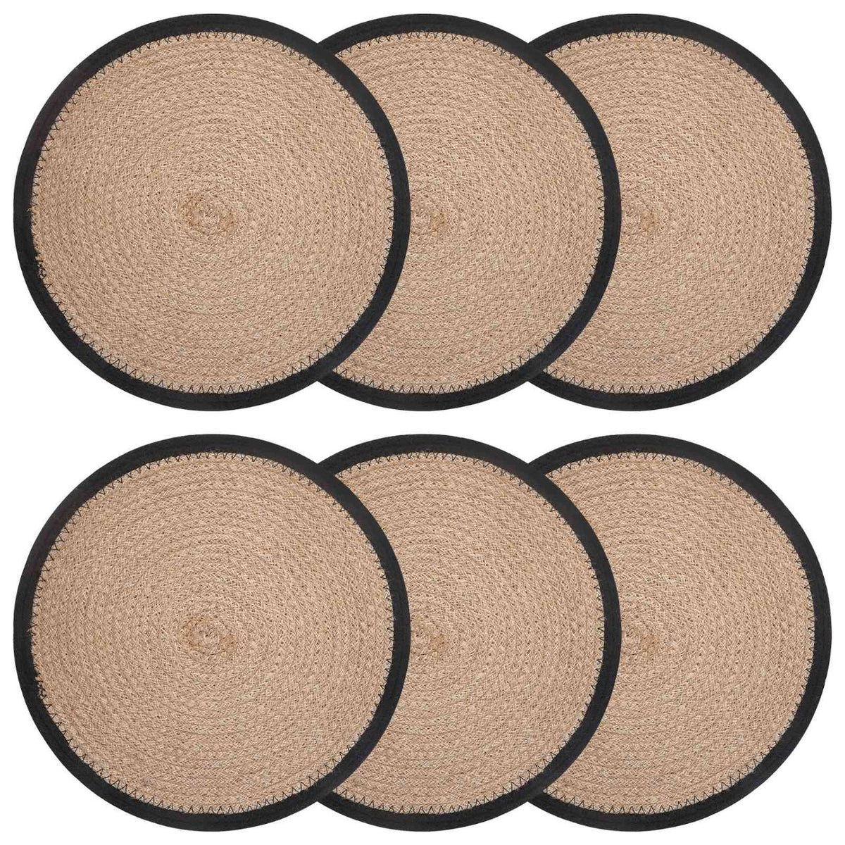 vidaXL Jute placematten 4 st Naturel en Zwart 100% Tossa Jute