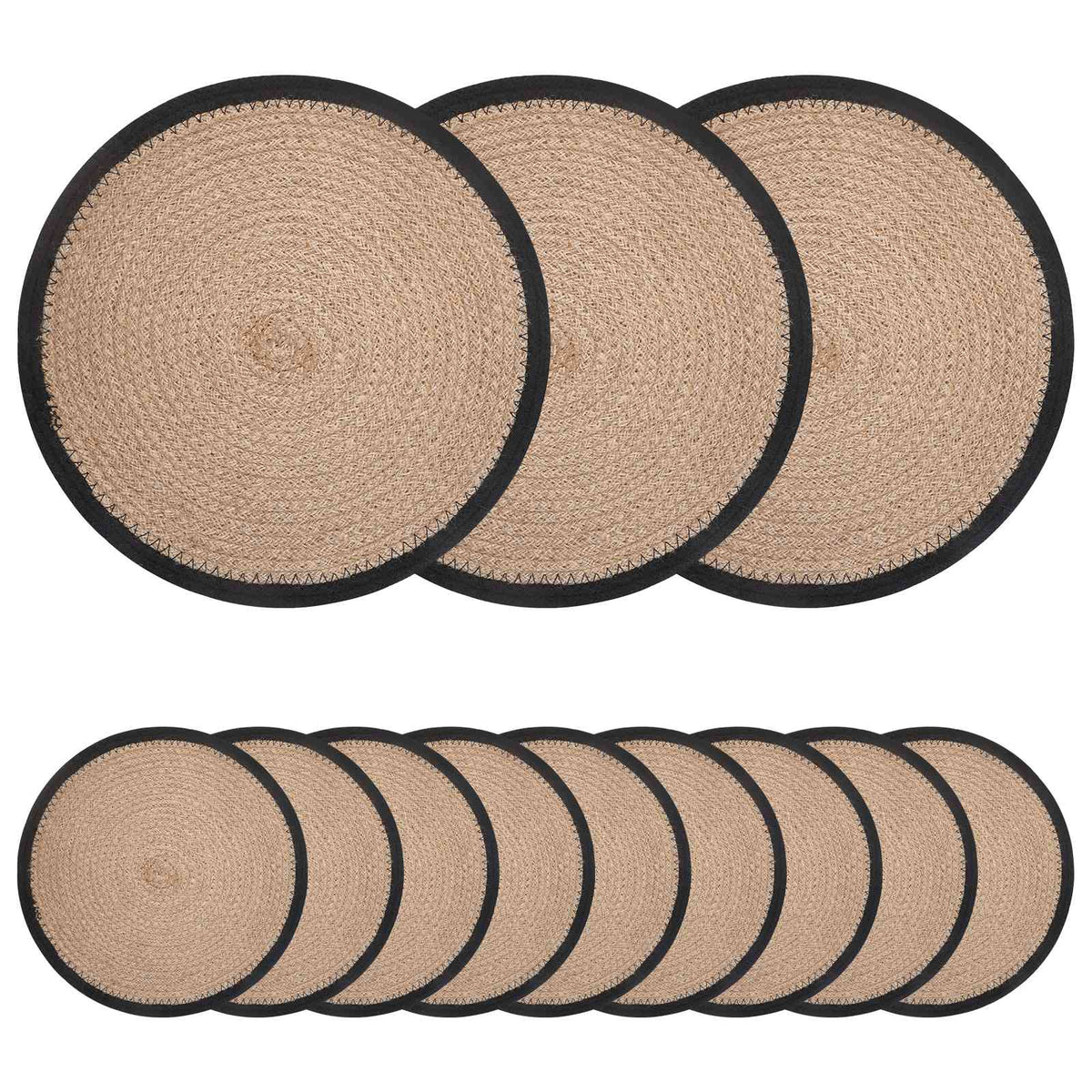 vidaXL Jute placematten 4 st Naturel en Zwart 100% Tossa Jute