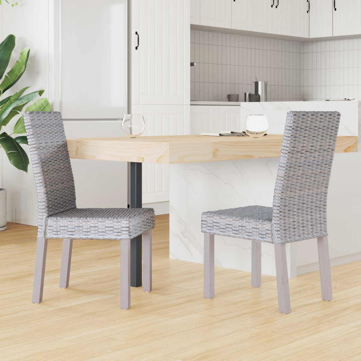 vidaXL Eetkamerstoel 2 pcs Wit gewassen 45 x 54 x 93 cm