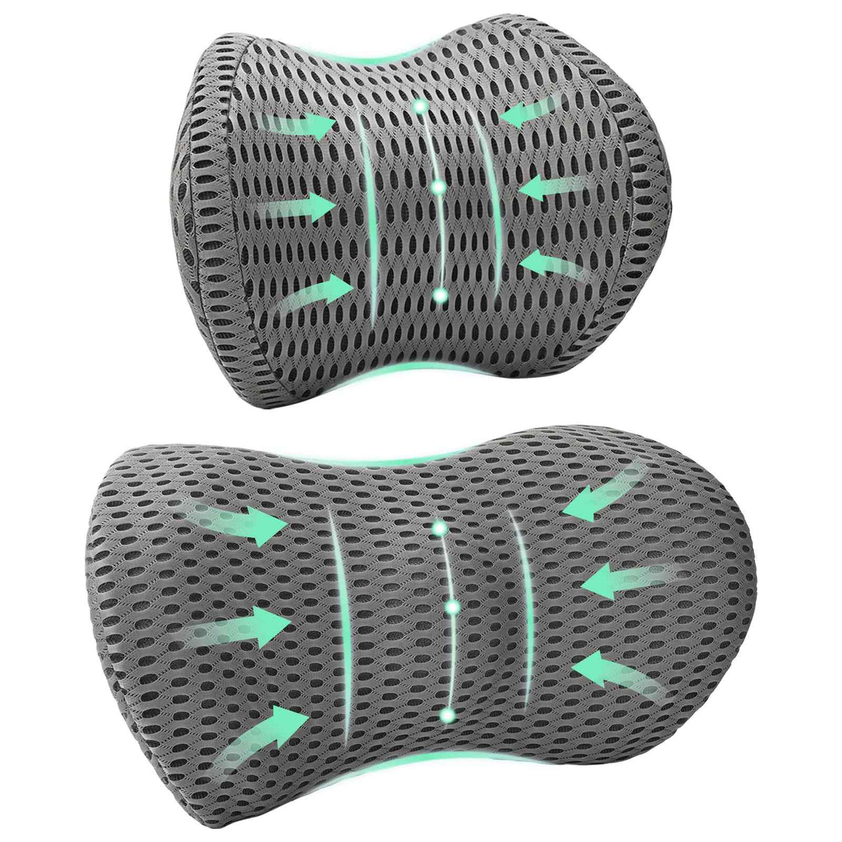 vidaXL Hoofdkussen met kussen Verstelbaar 2 pcs Grijs 4D Mesh