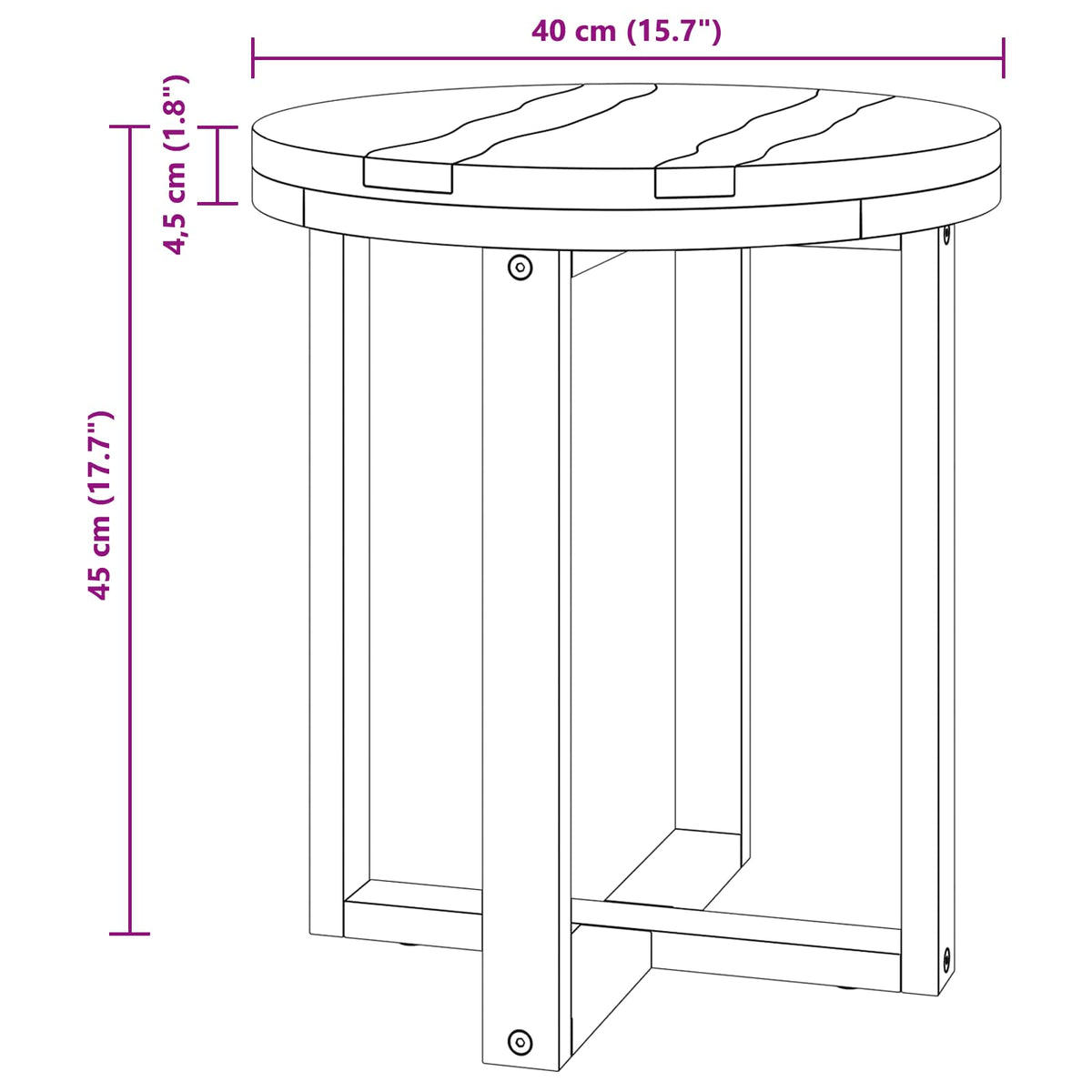 vidaXL Salontafel Bruin 40 x 40 x 45 cm Massief Teakhout
