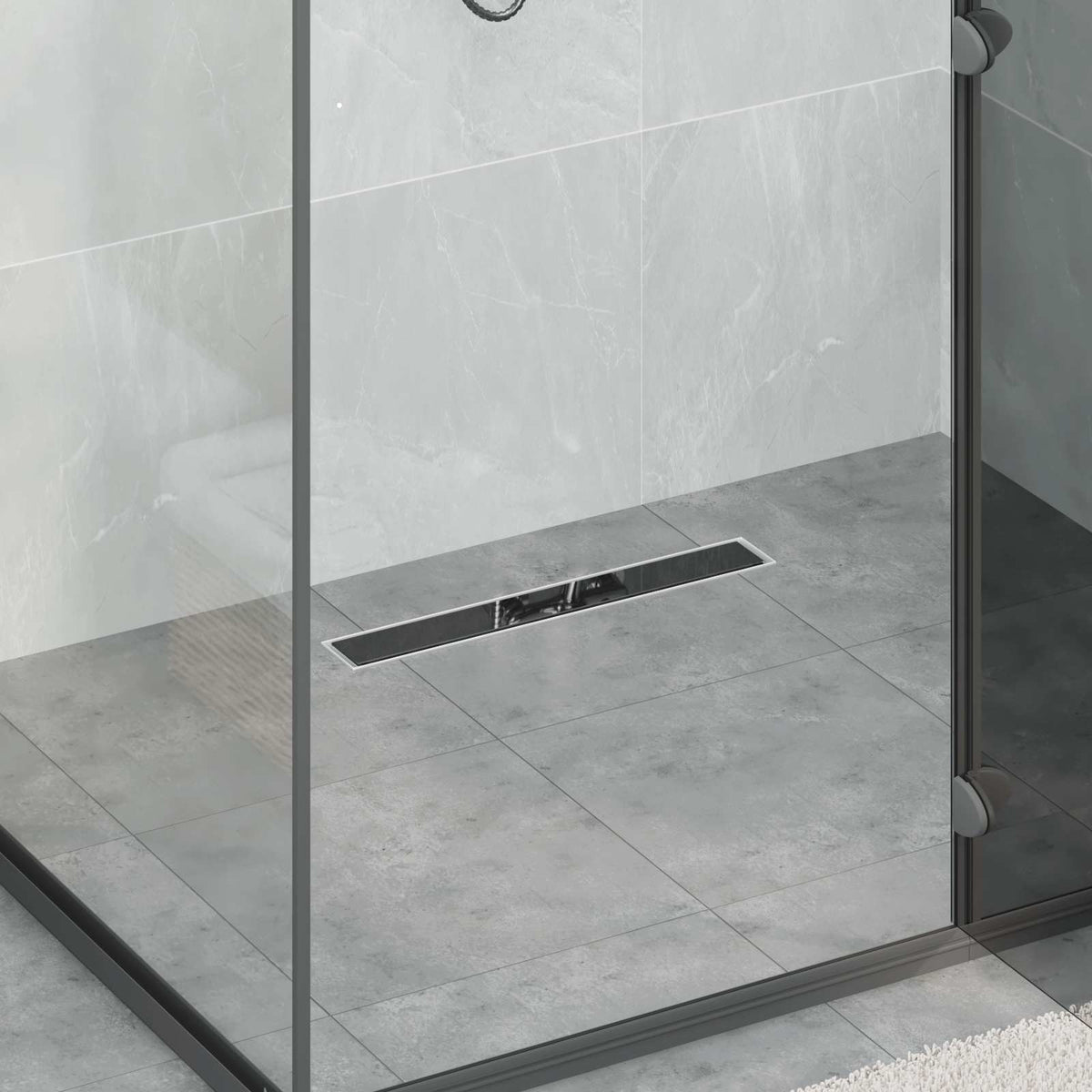 vidaXL Doucheafvoer Glasdeksel met 360° Sifon Zwart 50 cm