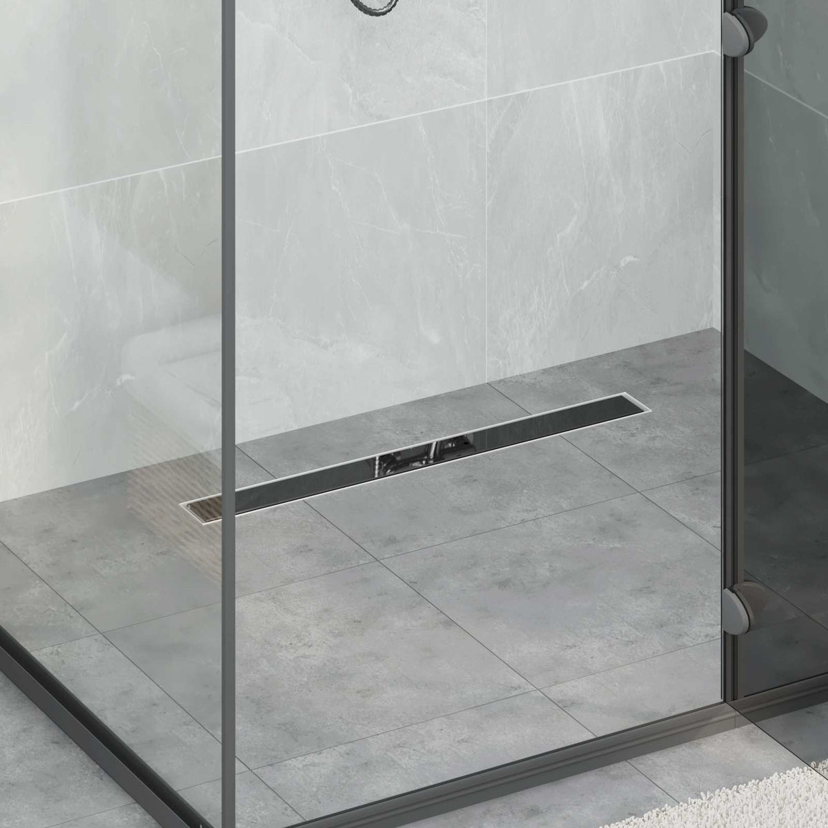 vidaXL Doucheafvoer Glasdeksel met 360° Sifon Zwart 50 cm