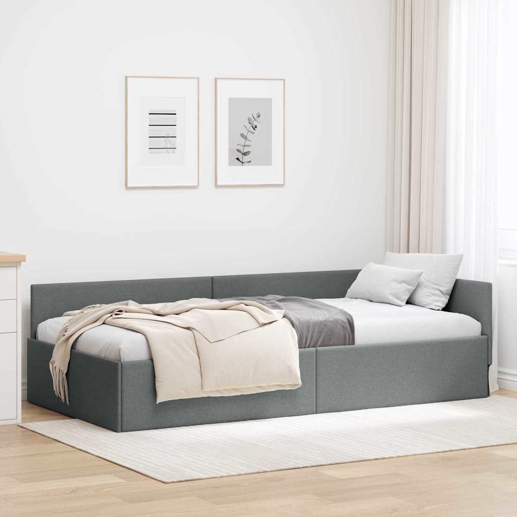 vidaXL Hoekbedframe Lichtgrijs 80 x 200 cm Stof en Geïmproviseerd hout