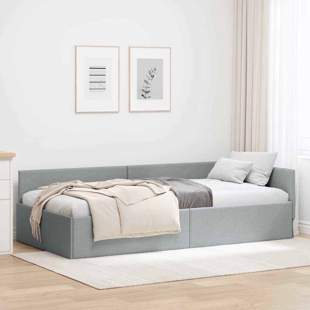 vidaXL Hoekbedframe Lichtgrijs 80 x 200 cm Stof en Geïmproviseerd hout