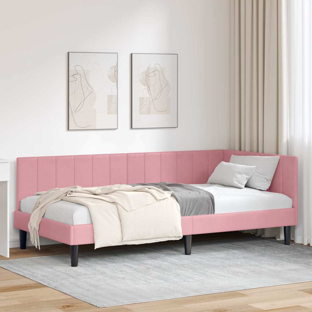 vidaXL Hoekbedframe met hoofdeinde Blauw 80 x 200 cm Fluweel