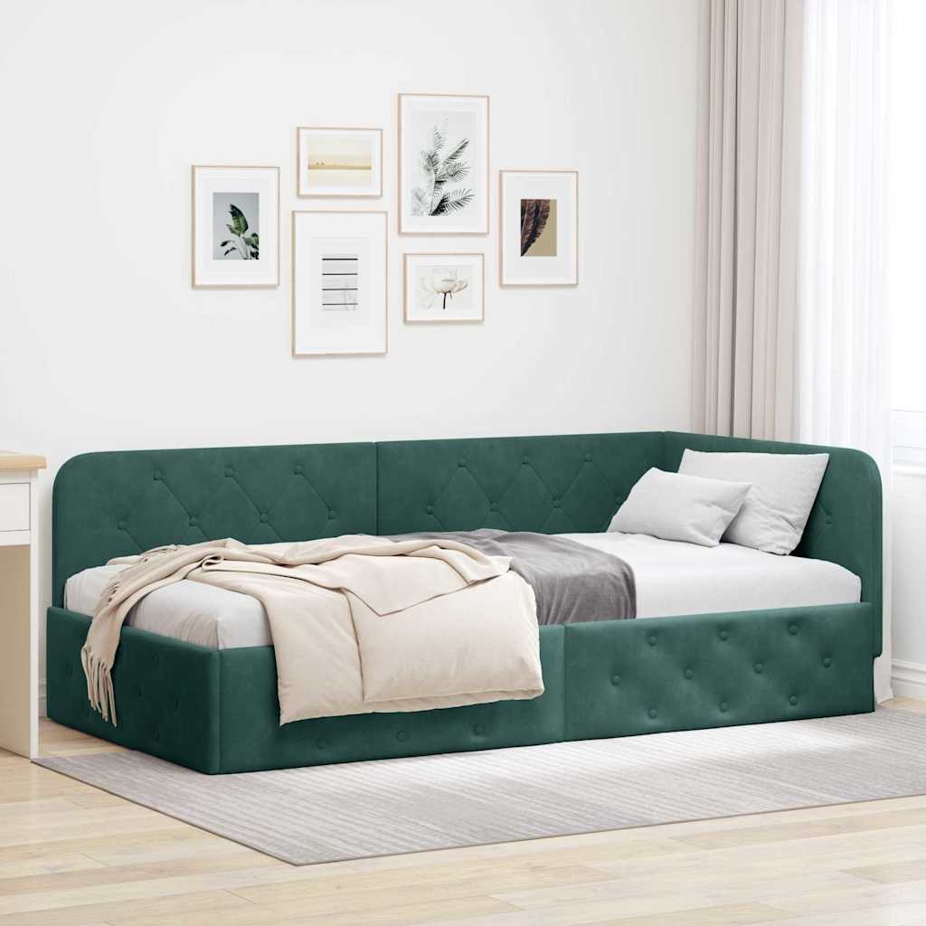 vidaXL Hoekbedframe met hoofdeinde Blauw 80 x 200 cm Fluweel