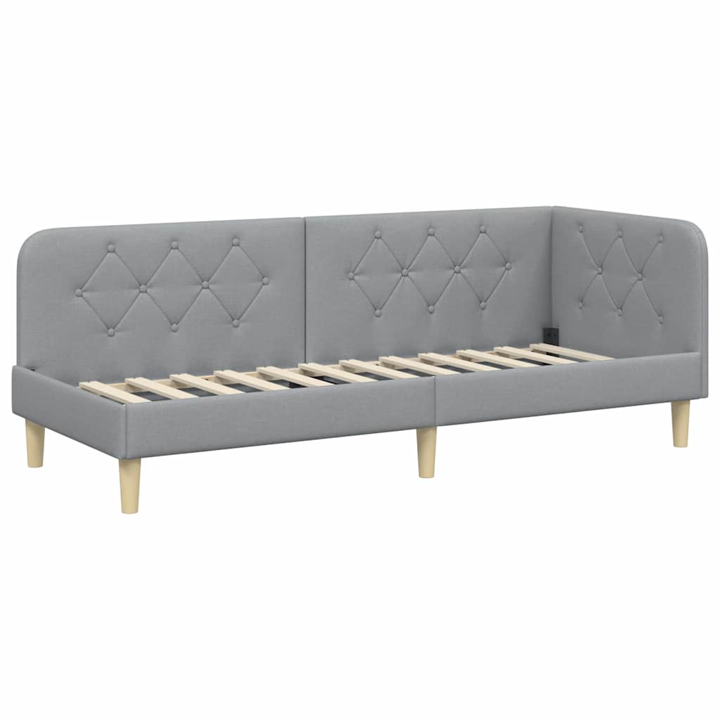 vidaXL Hoekbedframe met hoofdeinde Lichtgrijs 80 x 200 cm Stof