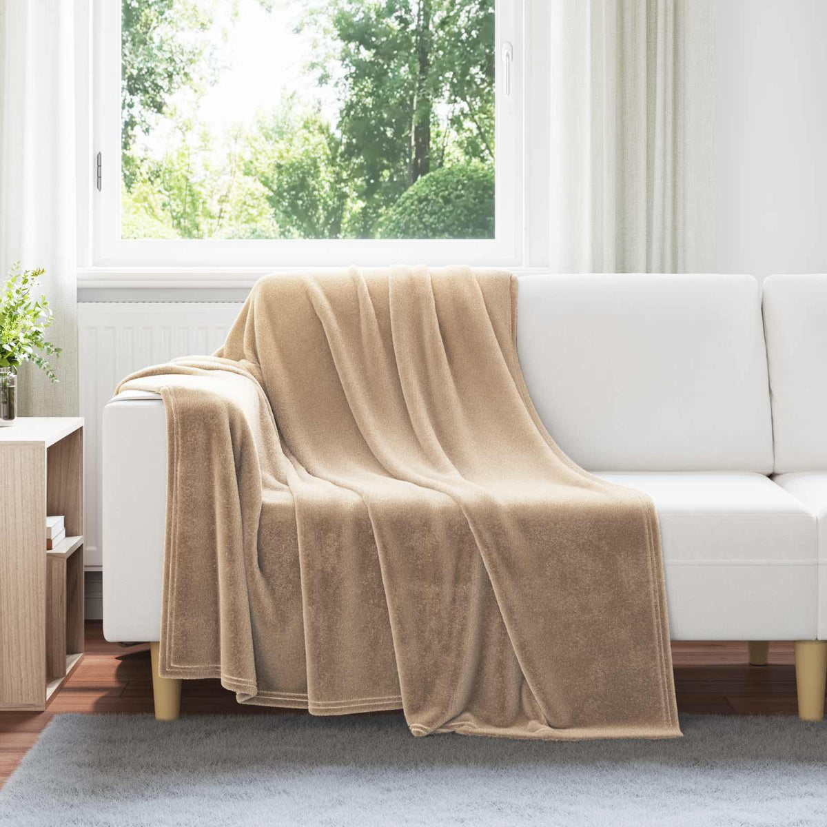 vidaXL Gooi Deken Beige 130 x 150 cm Fleece
