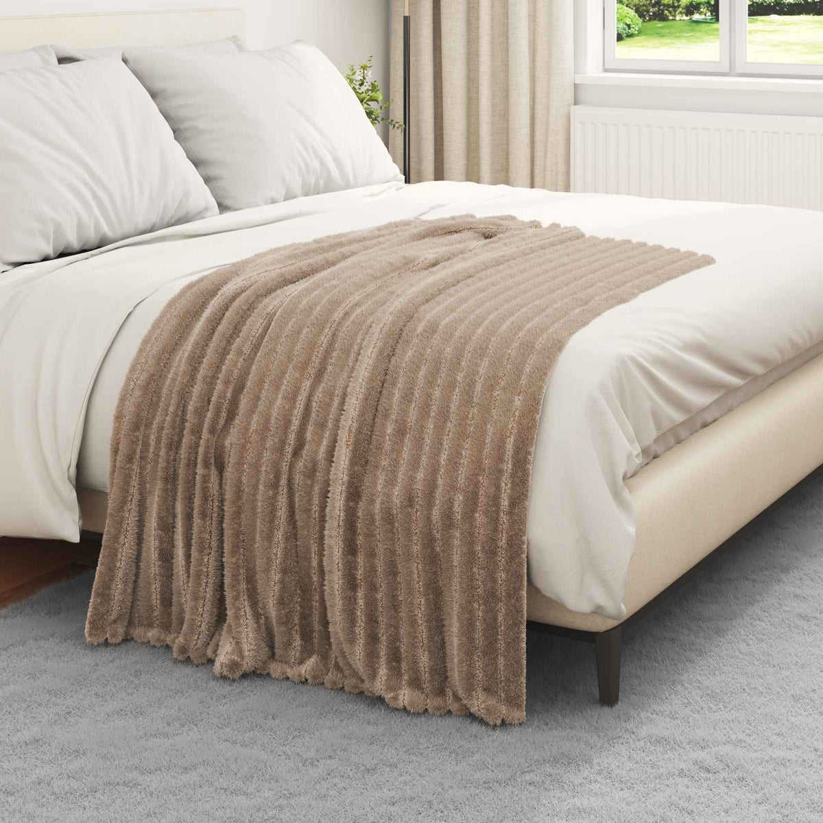 vidaXL Gooi Deken Beige 150 x 130 cm Fleece