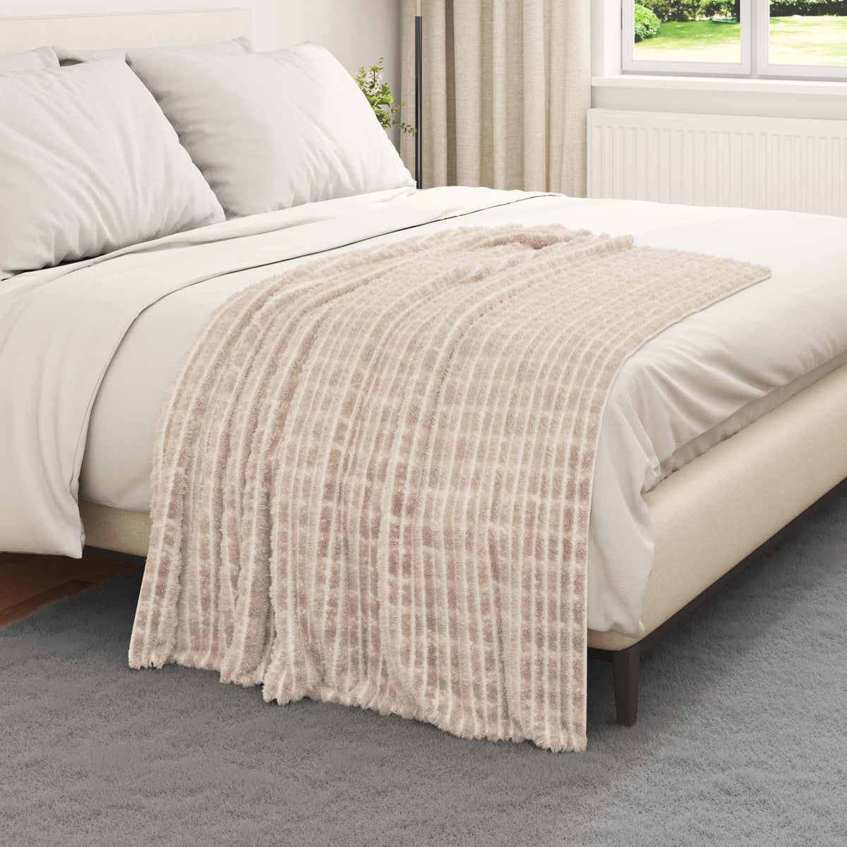 vidaXL Gooi Deken Beige 150 x 130 cm Fleece