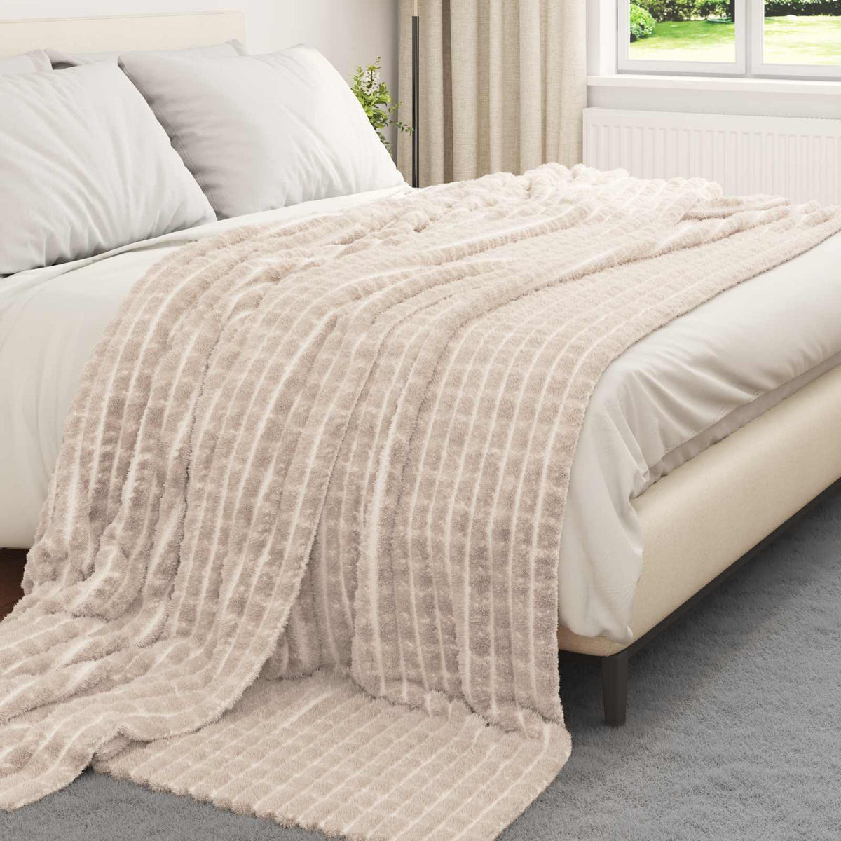 vidaXL Gooi Deken Beige 150 x 130 cm Fleece