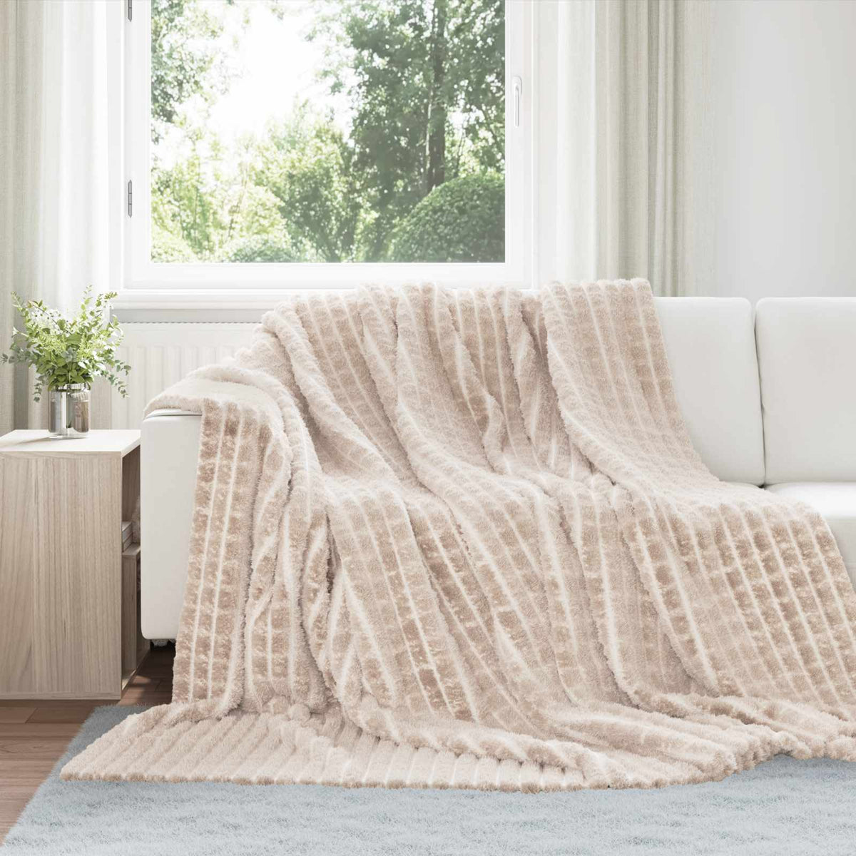 vidaXL Gooi Deken Beige 150 x 130 cm Fleece