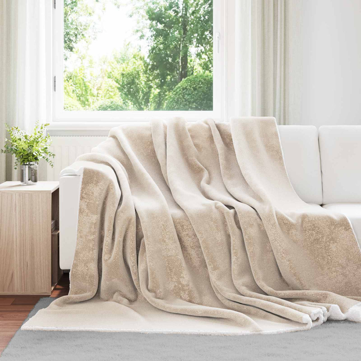 vidaXL Gooi Deken Beige 130 x 150 cm Fleece