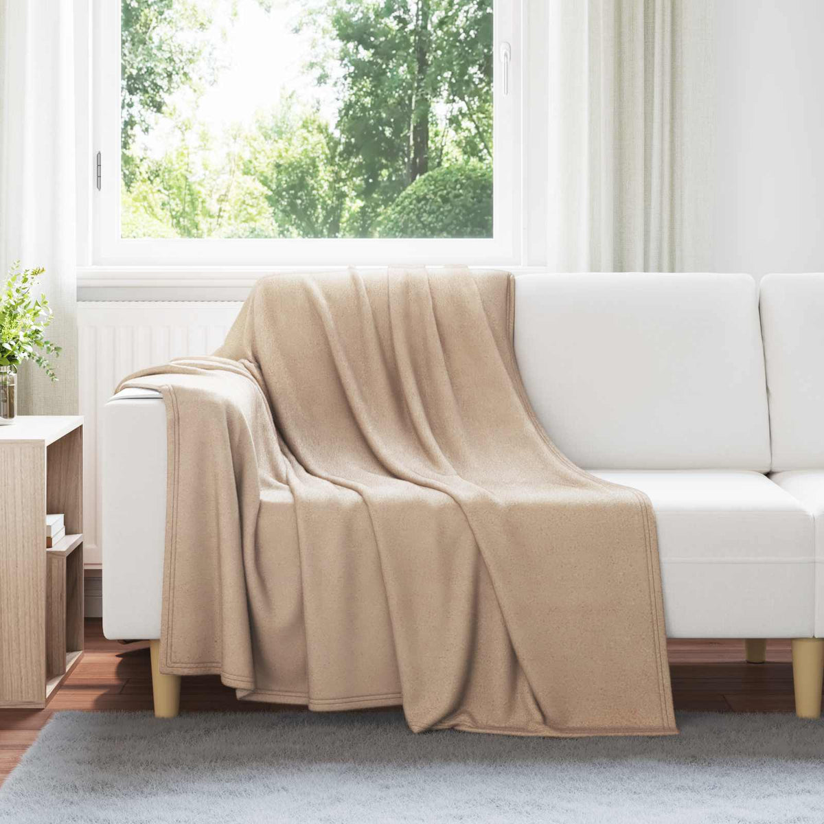 vidaXL Gooi Deken Beige 170 x 130 cm Fleece