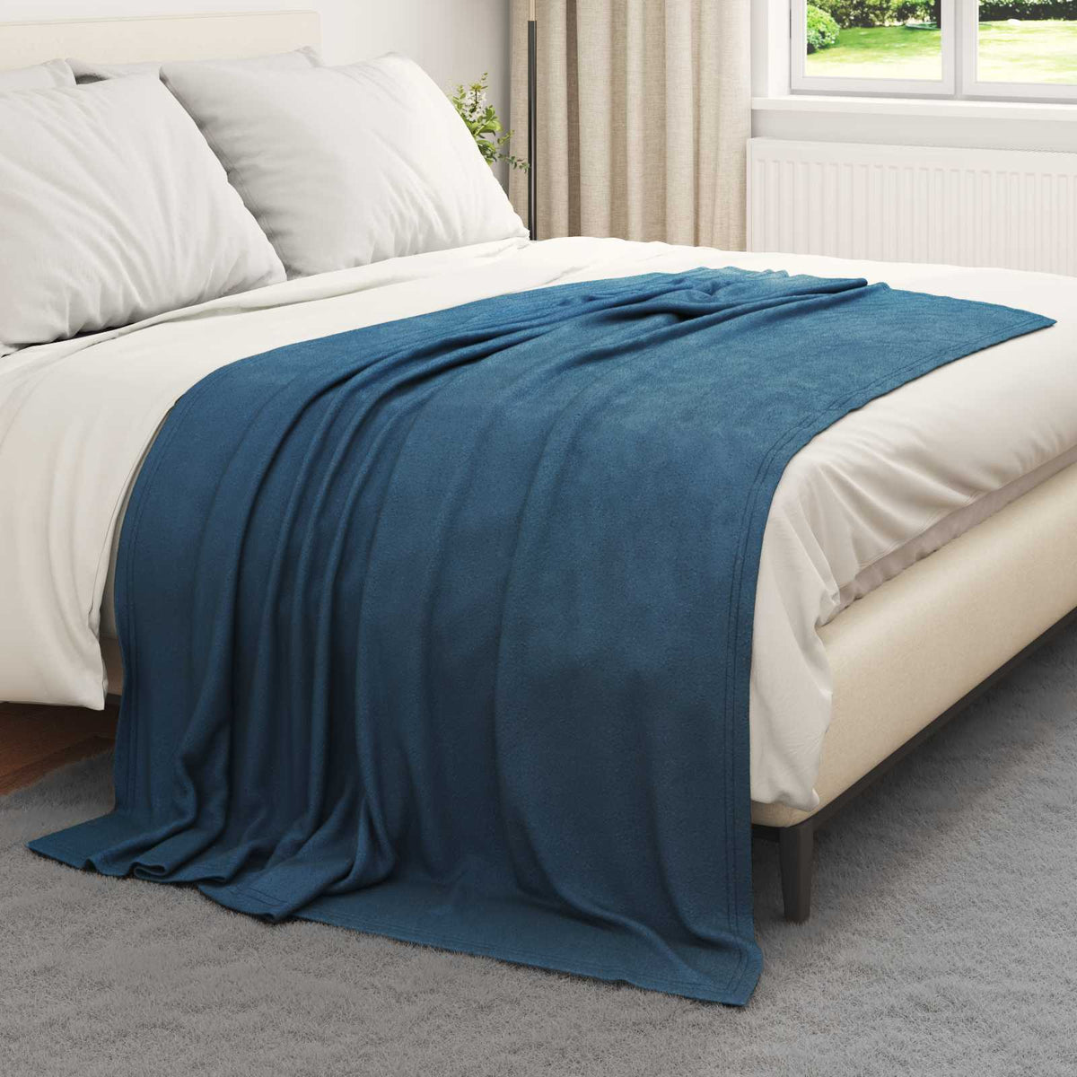 vidaXL Gooi Deken Beige 170 x 130 cm Fleece