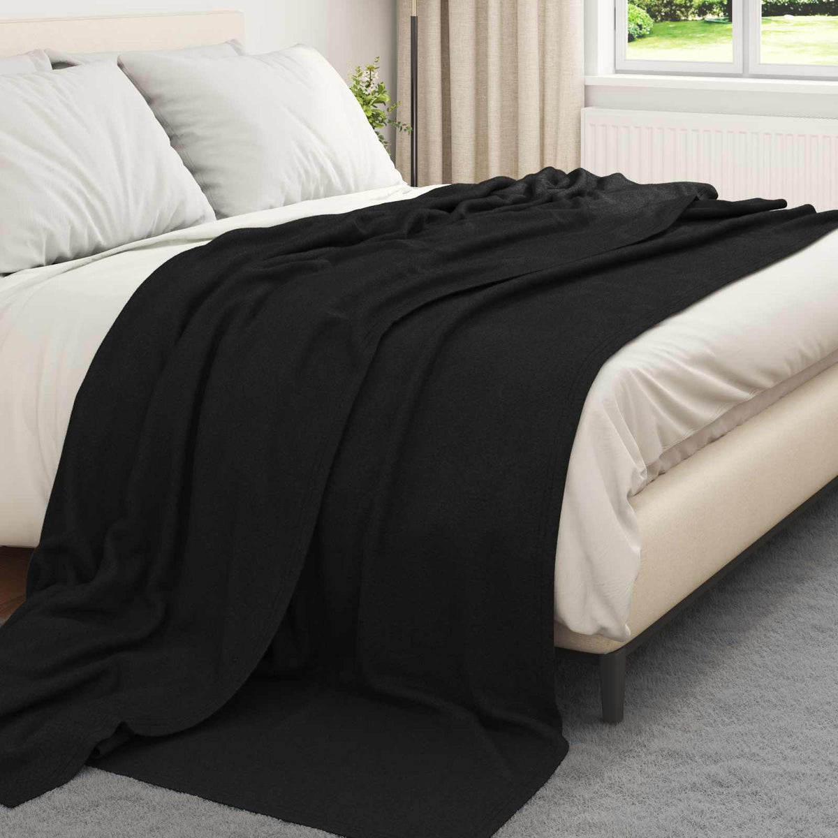 vidaXL Gooi Deken Beige 170 x 130 cm Fleece