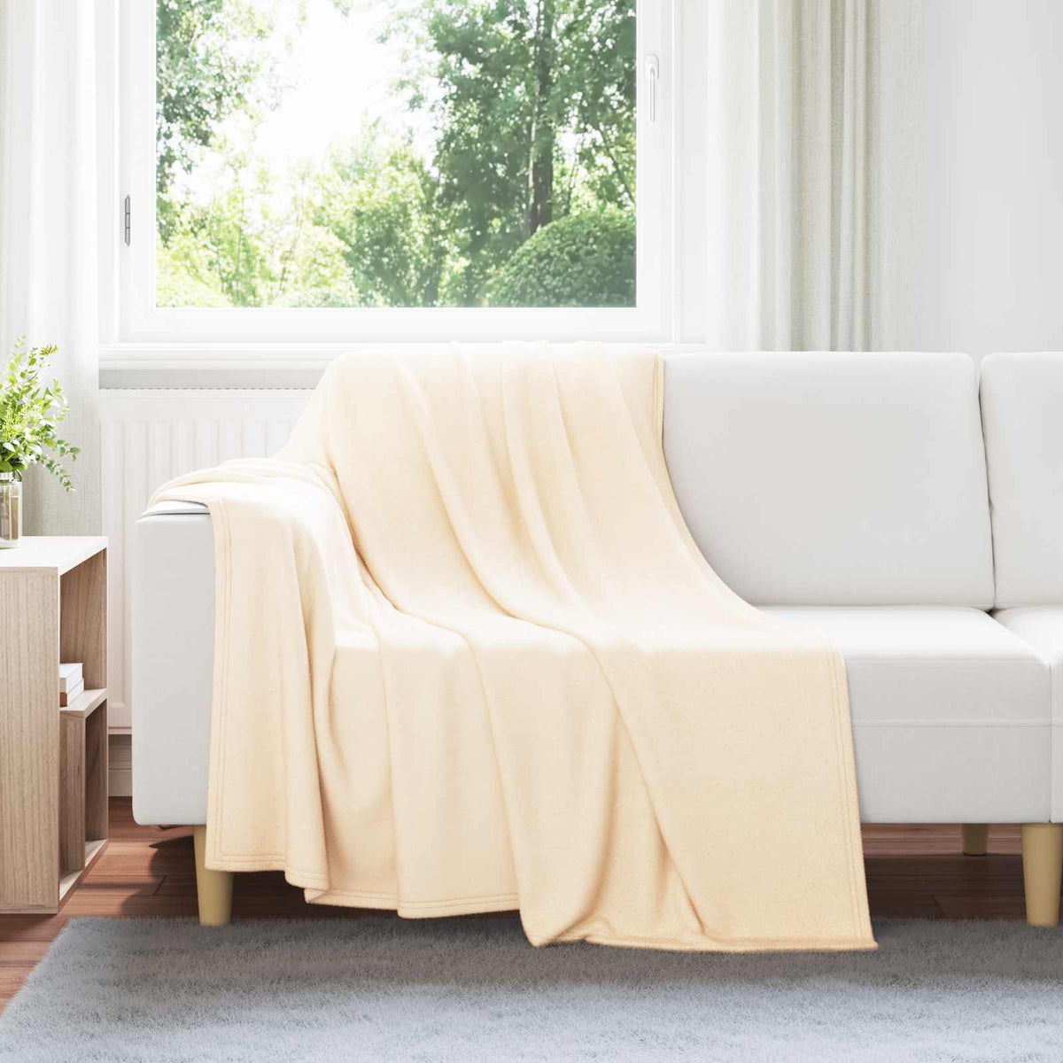 vidaXL Gooi Deken Beige 170 x 130 cm Fleece