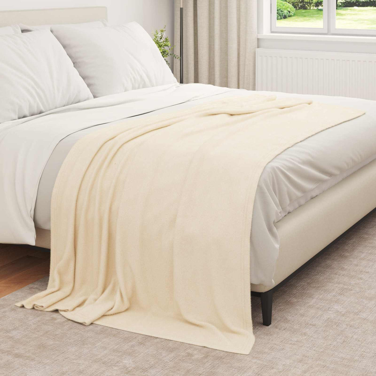 vidaXL Gooi Deken Crème 210 x 140 cm Fleece