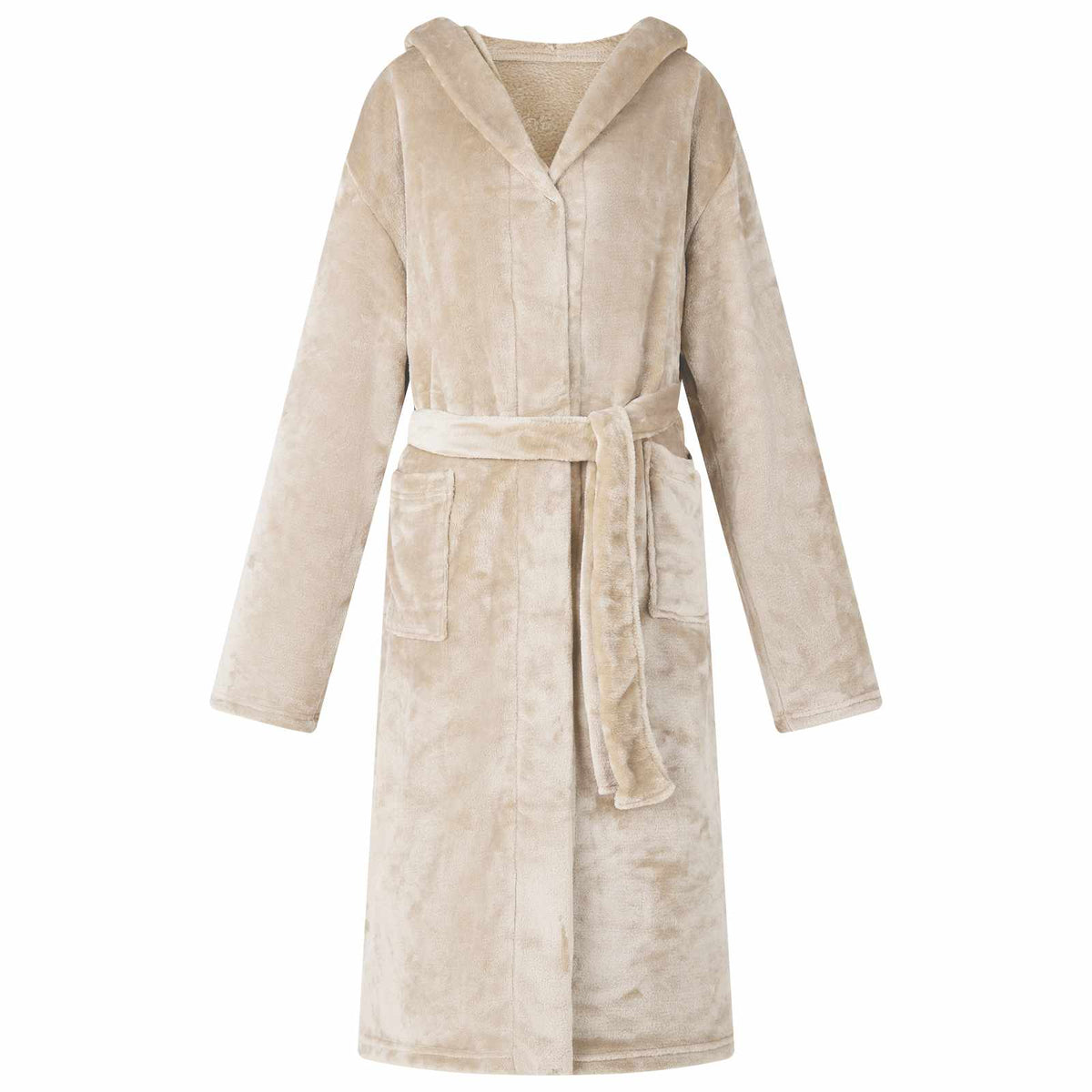 vidaXL Badjas Hoodie Beige s Flanel