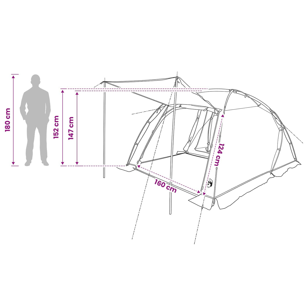 vidaXL Tunneltent Groen 361 x 235 x 147 cm