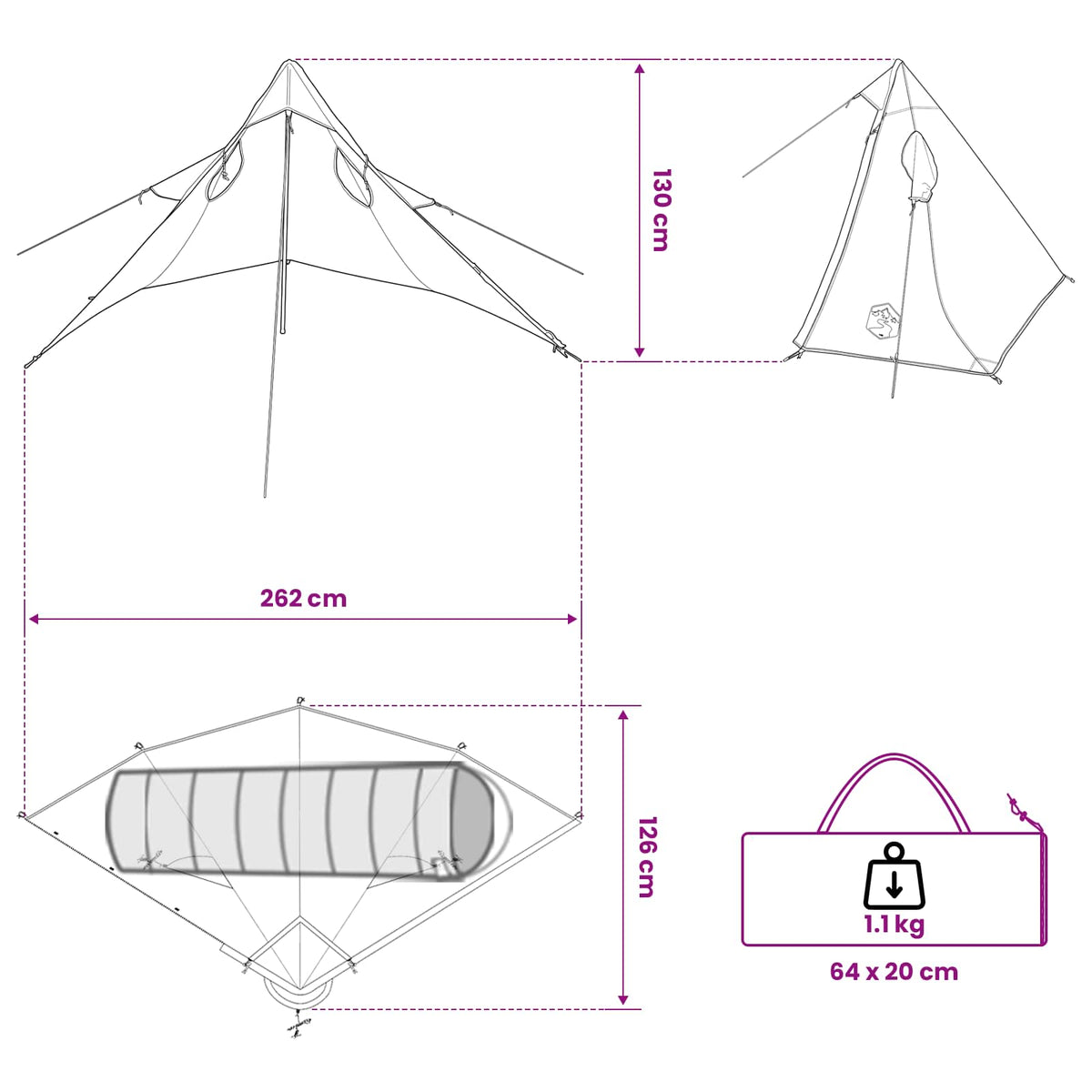 vidaXL 2-in-1 Regen Poncho met Kap Groen 262 x 126 x 130 cm