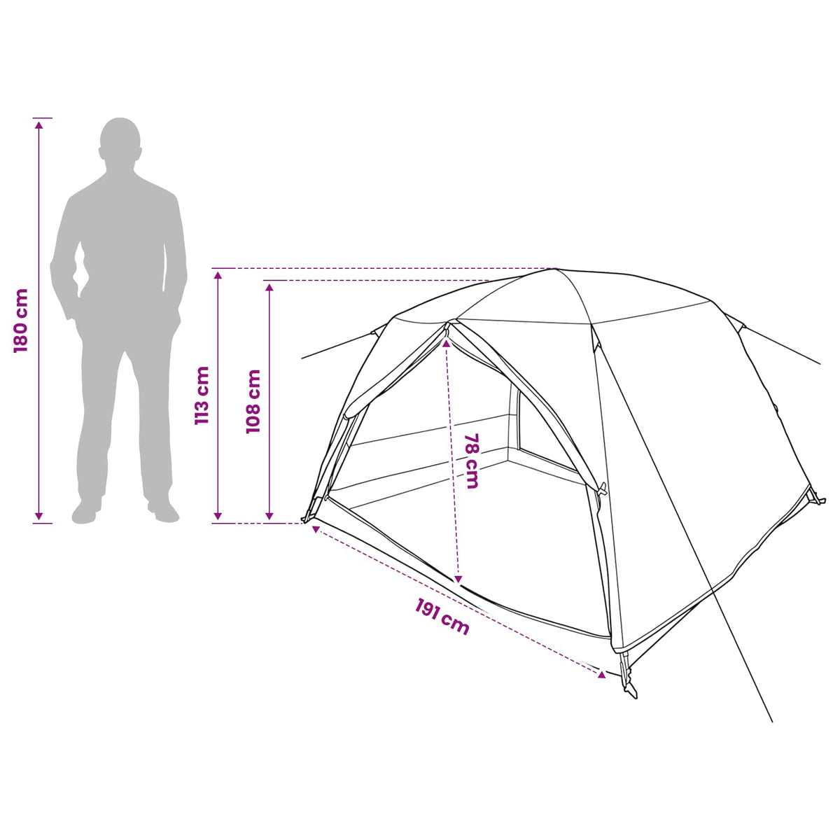 vidaXL Backpacking Tent Groen 2-persoons 185T Polyester met PU Coating