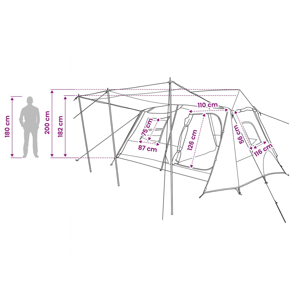 vidaXL Tunneltent Groen 400 x 278 x 182 cm