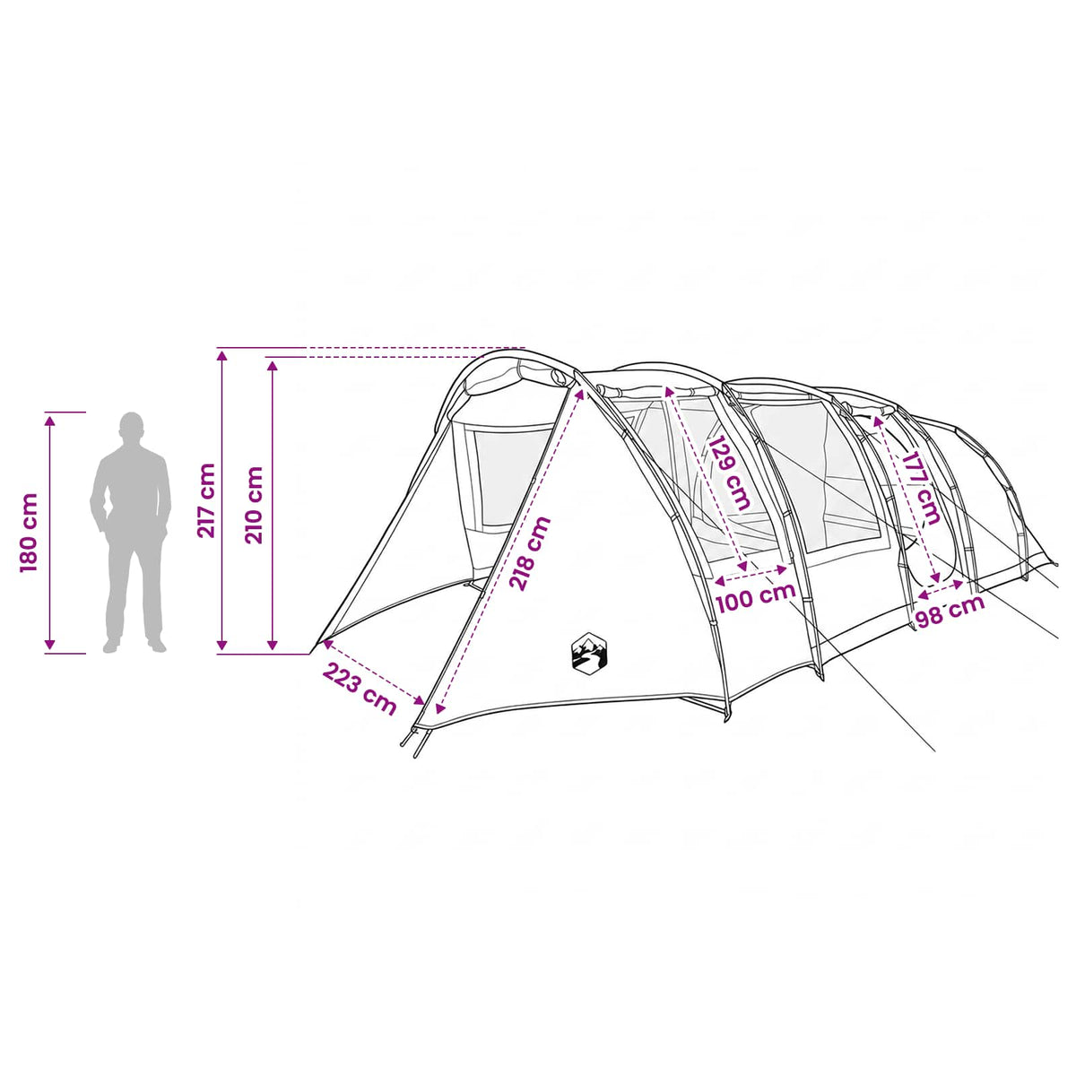 vidaXL Tunneltent Groen 675 x 392 x 210 cm
